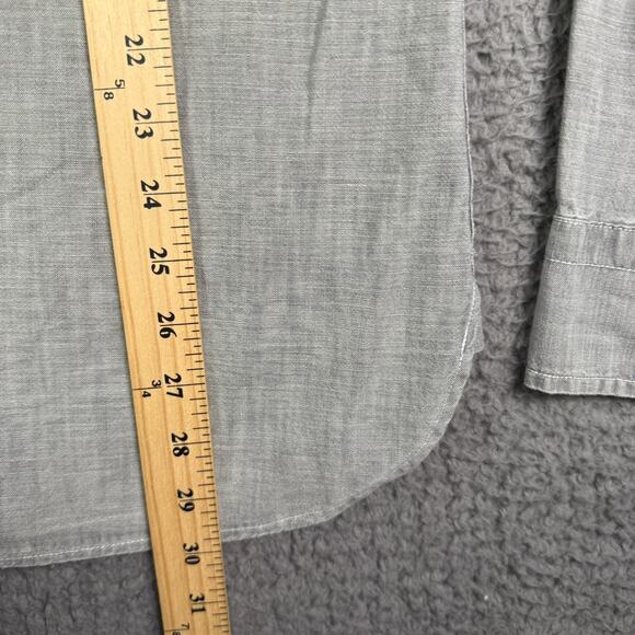 Gap Chambray Work Shirt Mens M Gray Pockets Chin Strap Vintage 30s 40s Style - Picture 8 of 9
